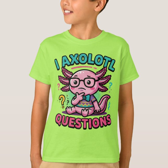 Camiseta Cute Nerd Axolotl I Axolotl Preguntas Marcas Meme (Anverso)
