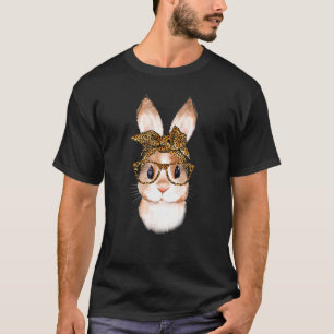 Camiseta Cute Nerd Easter Bunny Mom Leopard Rabbit