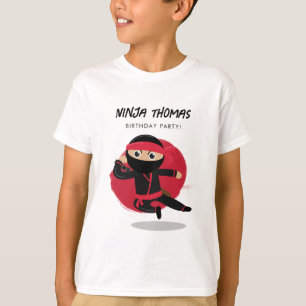 Camiseta Cute Ninja Fiesta de cumpleaños de niños negros y