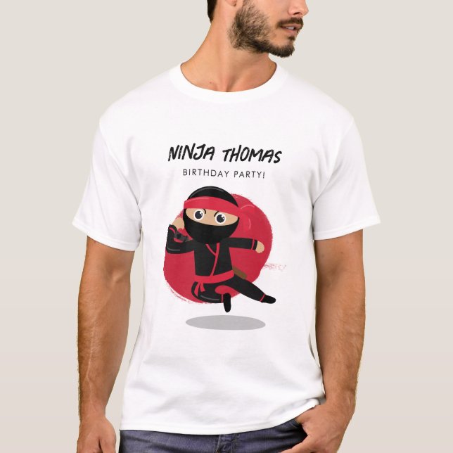 Camiseta Cute Ninja, Fiesta de cumpleaños de niños negros y (Anverso)