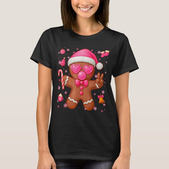 Camiseta Cute Nk Gingerbread Bubble Gum Christmas Xmas Girl (Anverso)