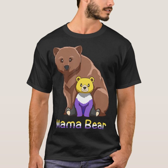 Camiseta Cute No binario Género Mama Bear Gift T (2) (Anverso)