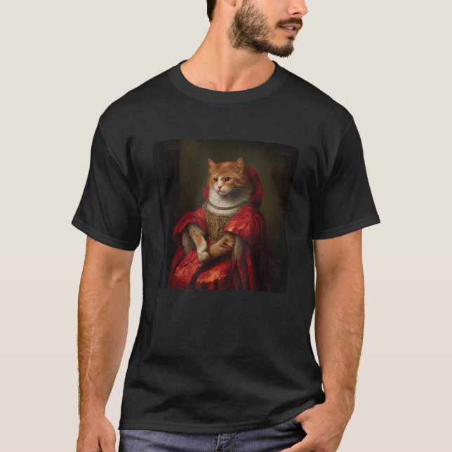 Camiseta cute Noble Cat Art Painting Lover cats medieval ki (Anverso)