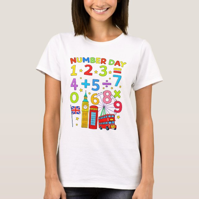 Camiseta Cute Numbers Maths Learning Cartoon Tee For KidsUK (Anverso)