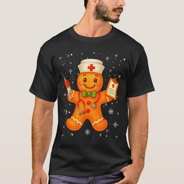 Camiseta Cute Nurse Gingerbread Pjs Christmas Xmas Nurse Rn (Anverso)