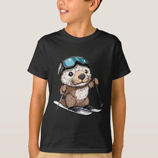 Camiseta Cute Nutria de Mar Esquí  (Anverso)