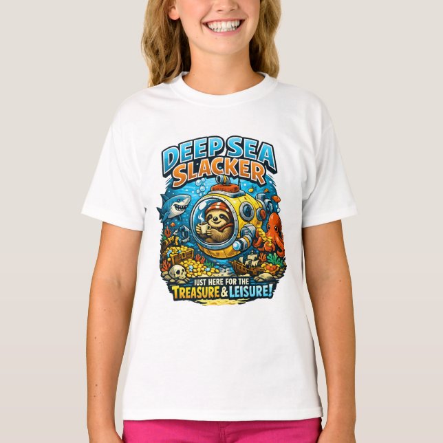 Camiseta Cute Ocean Adventure Humor, Funny Sloth Diving art (Anverso)