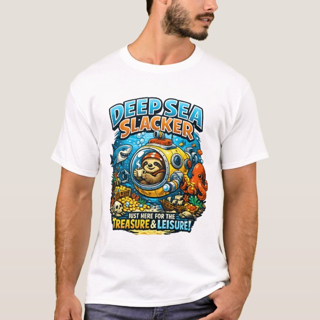 Camiseta Cute Ocean Adventure Humor, Funny Sloth Diving art (Anverso)