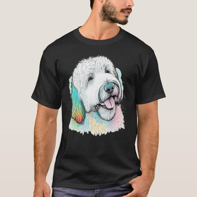Camiseta Cute Old English Sheepdog Dog on Bobtail (Anverso)