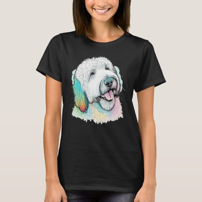 Camiseta Cute Old English Sheepdog Dog on Bobtail (Anverso)