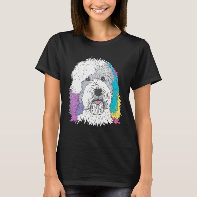 Camiseta Cute Old English Sheepdog Dog on Bobtail  2 (Anverso)