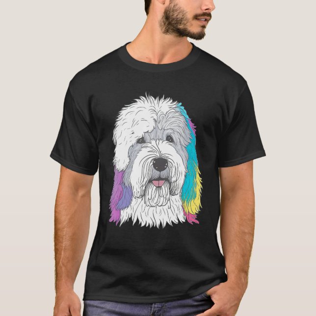 Camiseta Cute Old English Sheepdog Dog on Bobtail  2 (Anverso)