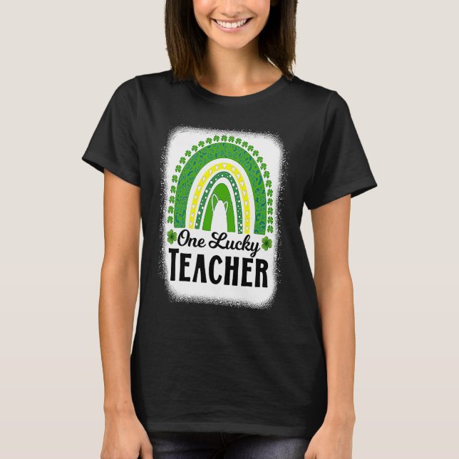 Camiseta Cute One Lucky Teacher Rainbow St Patrick's Day Bl (Anverso)