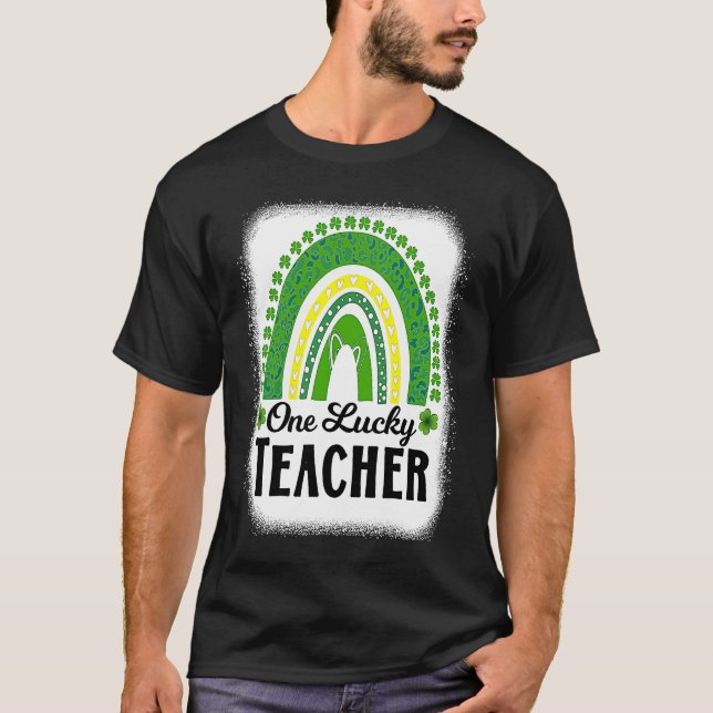 Camiseta Cute One Lucky Teacher Rainbow St Patrick's Day Bl (Anverso)