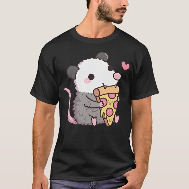 Camiseta Cute Opossum comiendo Pepperoni Pizza (Anverso)