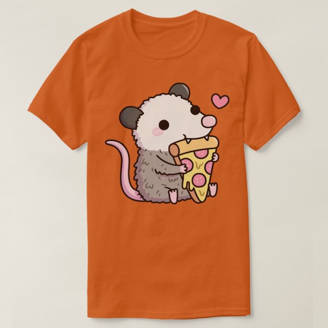 Camiseta Cute Opossum comiendo Pepperoni Pizza (Diseño del anverso)