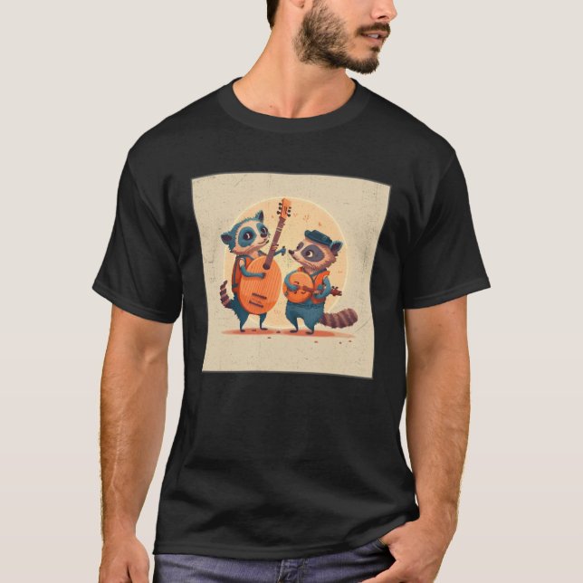 Camiseta Cute Opposum Racoon Illustration Friends Instrumen (Anverso)