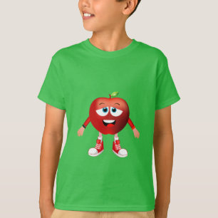 Camiseta Cute Optimistic Red Apple Cartoon Shirt for Kids