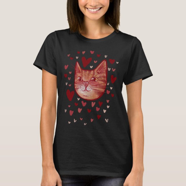 Camiseta Cute orange kitty cat Love Valentine (Anverso)