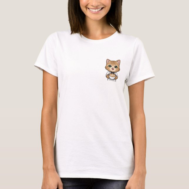 Camiseta Cute Orange Tabby Cat Barista Holding Latte (Anverso)
