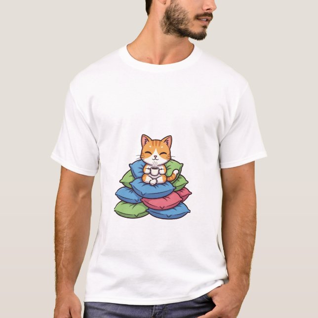 Camiseta Cute Orange Tabby Cat Relaxing on Stack (Anverso)
