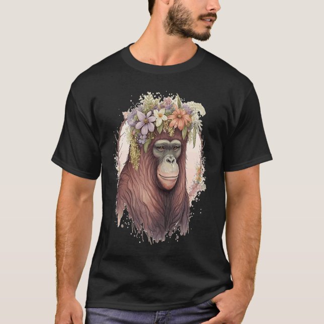 Camiseta Cute Orangutan Flower Crown Monkey (Anverso)