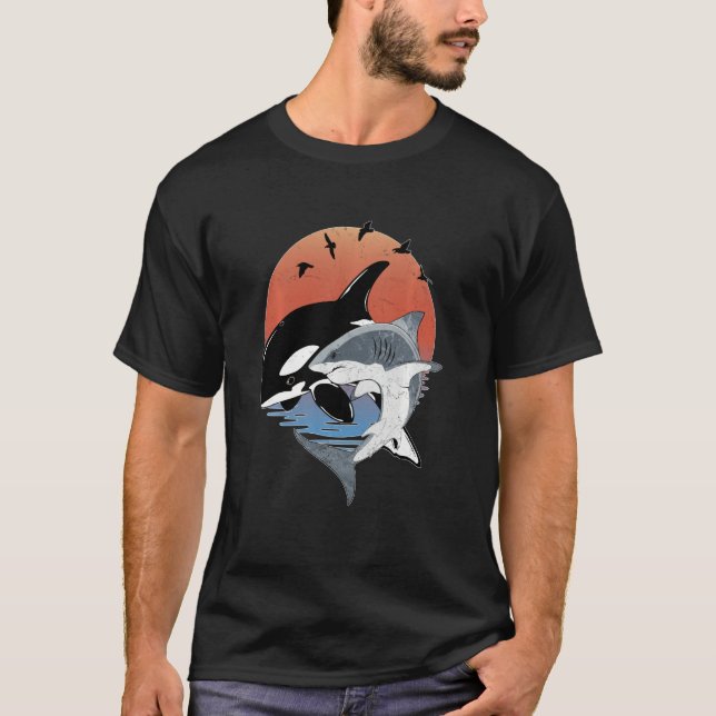 Camiseta Cute Orca Whale and Shark Samoa Polynesia Long Sle (Anverso)