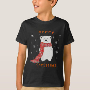 Camiseta Cute Oso Polar Bufanda Feliz Navidad Xmas Fiesta