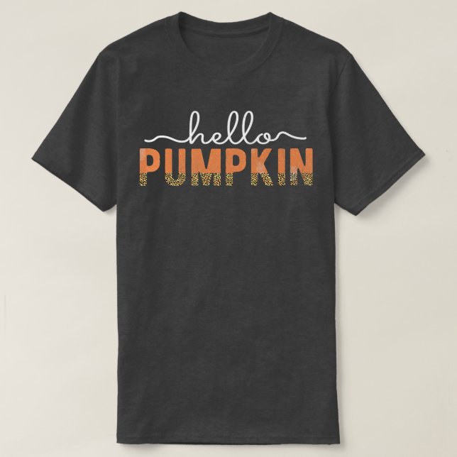 Camiseta Cute otoño Leopard Print Fall Hola Pumpkin Gracias (Diseño del anverso)