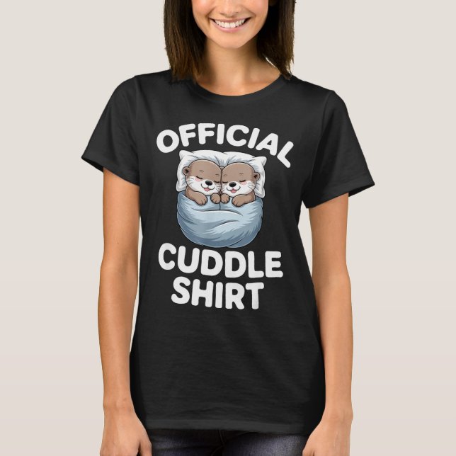 Camiseta Cute Otter Couple Cozy Cuddle  (Anverso)