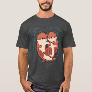 Camiseta Cute Otter Día de San Valentín Love Otters Holding