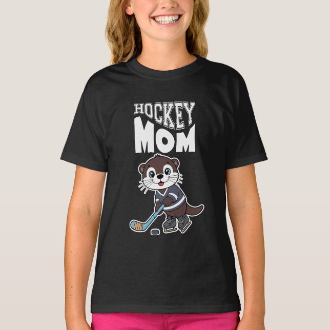 Camiseta Cute Otter Hockey Mom - Fun Sports Animal Graphic (Anverso)