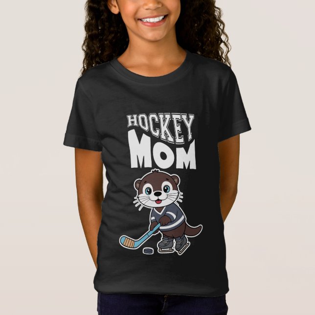 Camiseta Cute Otter Hockey Mom - Fun Sports Animal Graphic (Anverso)