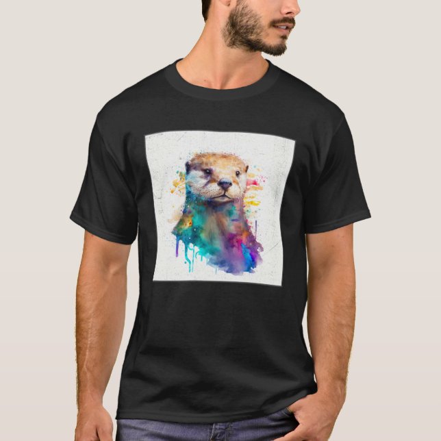 Camiseta Cute Otter Paint Splatter Illustration Colorful Wa (Anverso)