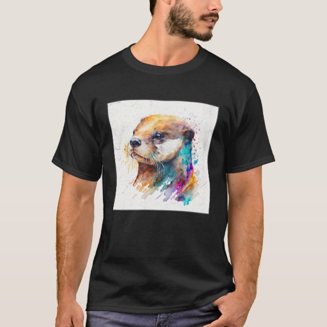 Camiseta Cute Otter Paint Splatter Illustration Colorful Wa (Anverso)