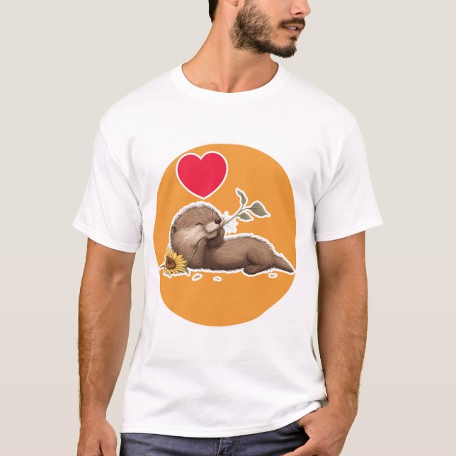Camiseta Cute Otter with Funflower (Anverso)