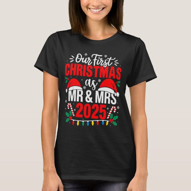 Camiseta Cute Our First Christmas As Mr &amp; Mrs 2025 Coup (Anverso)