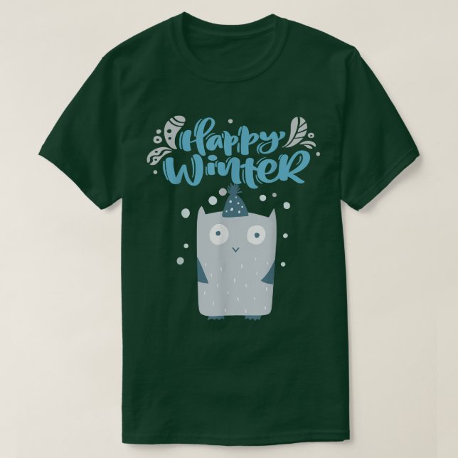 Camiseta Cute Owl Happy Winter, Be Joyful cute Owl Xmas Hol (Diseño del anverso)