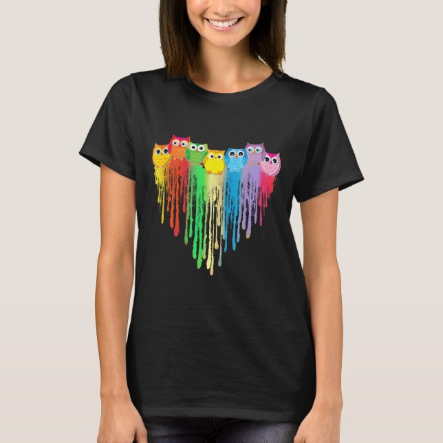 Camiseta Cute Owl Heart Lgbtq Proud Gay Pride Month Colourf (Anverso)