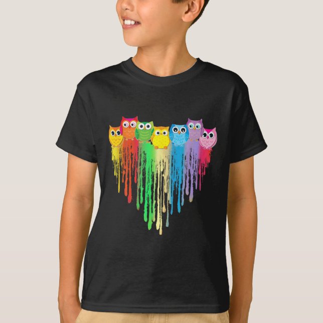 Camiseta Cute Owl Heart Lgbtq Proud Gay Pride Month Colourf (Anverso)