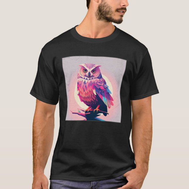 Camiseta Cute Owl Illustration Modern Artwork Pink Women Ki (Anverso)