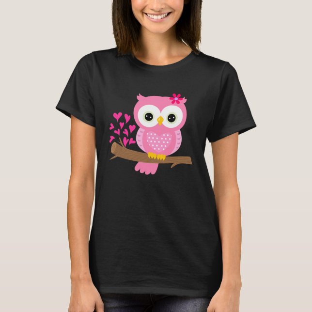 Camiseta Cute Owl  Pink   Women's (Anverso)