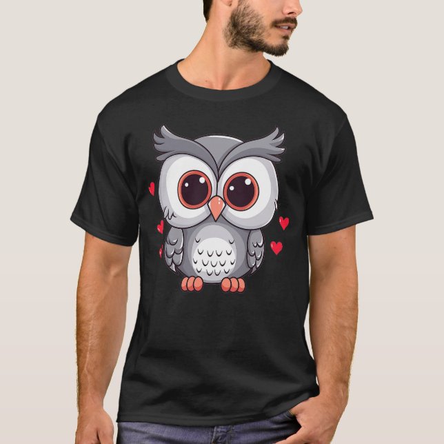 Camiseta Cute Owl With Hearts I Owl (Anverso)