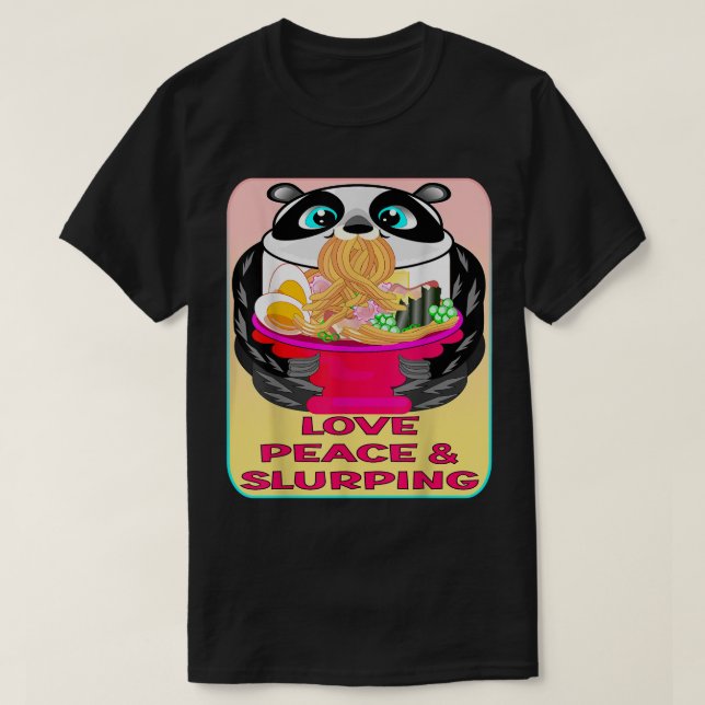 CAMISETA CUTE PANDA BEAR EATING OTAKU JAPANESE NOODLES BOWL (Diseño del anverso)
