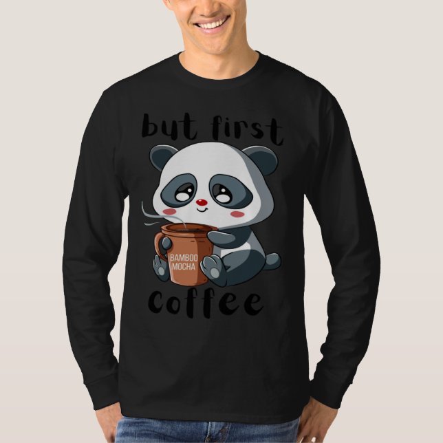 Camiseta Cute Panda Bear Holding Coffee Cup Mocha Latte Cap (Anverso)