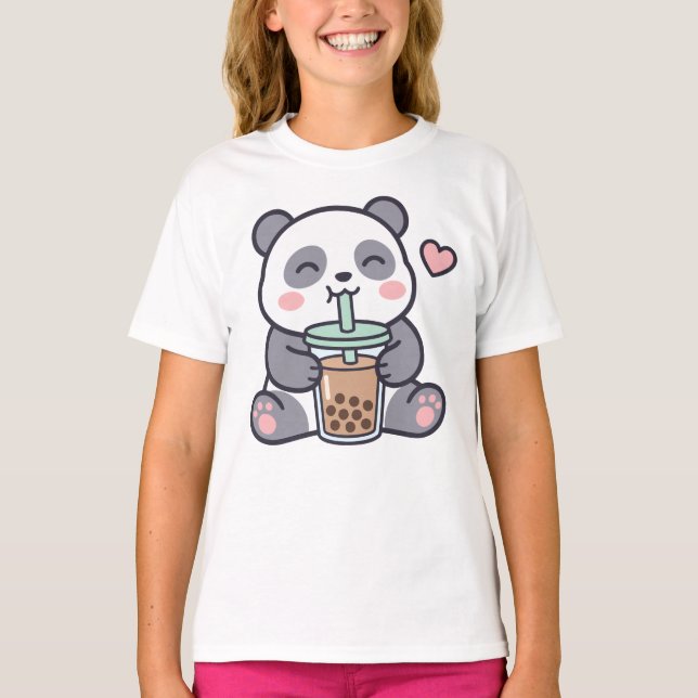 Camiseta Cute Panda Bubble Tea Kids T-Shirt (Anverso)
