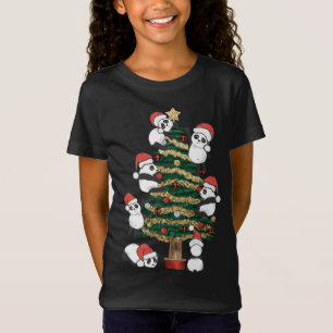 Camiseta Cute Panda colgante Árbol de Navidad Santa Hat Fam