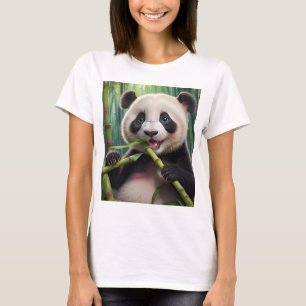 Camiseta Cute Panda Comiendo Bambú