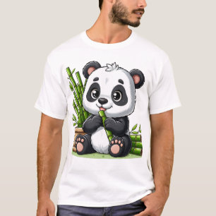 Camiseta Cute Panda Comiendo Caña de Azúcar   Adorable Pand
