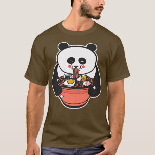 Camiseta Cute Panda comiendo fideos de Ramen Kawaii japonés